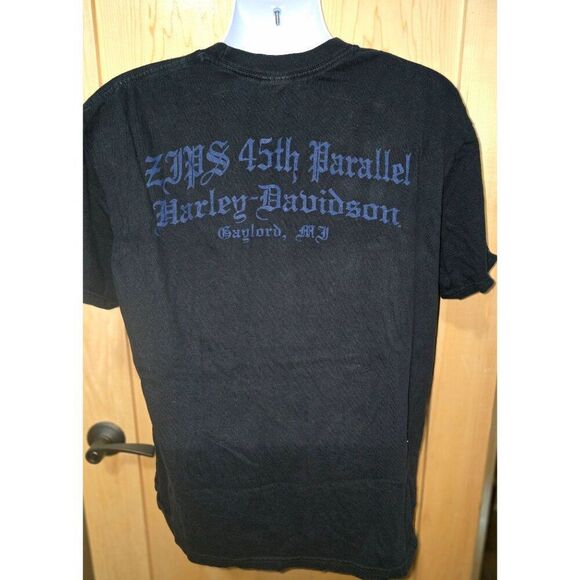 Harley-Davidson Legendary Black Graphic Tee W Zips 45th Parallel Gaylord MI - Picture 5 of 7